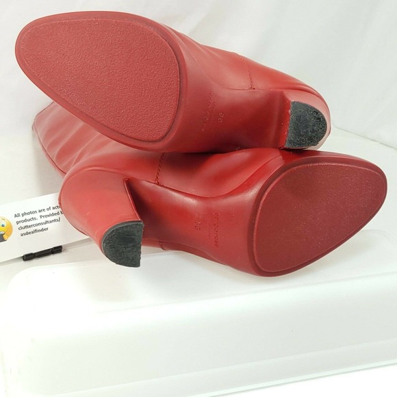 Sergio Rossi Tall Leather Heeled Boots Womens Size 5 35 Red - Picture 8 of 10